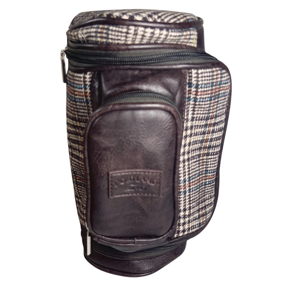 Portland Leather Ireland Brown Plaid Mini Golf Bag Mens Gift Fathers Day Decor